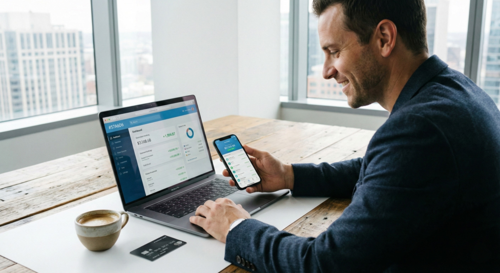 Entrepreneur working on finances