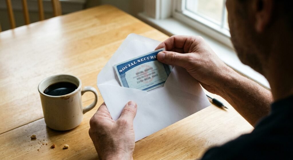 Réception par courrier d'une carte officielle avec le SSN (Numéro de sécurité sociale).