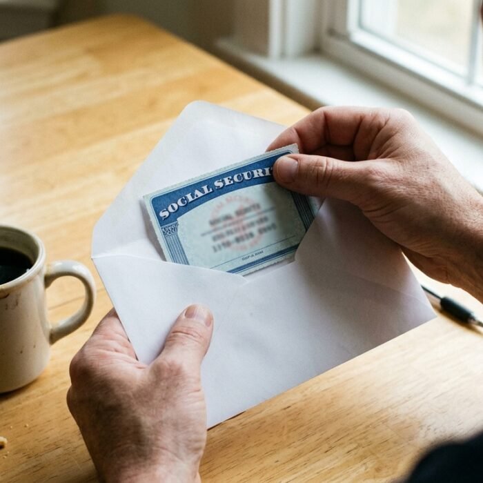 Réception par courrier d'une carte officielle avec le SSN (Numéro de sécurité sociale).