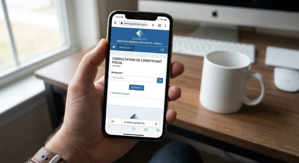 Vérification d'un numéro d'identification fiscale maroc sur un smartphone via le portail de la DGI.